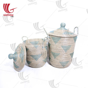Set of 2 Wholesale Seagrass <b>Storage</b> <b>Basket</b> With <b>Lid</b> Made in Vietnam - Product Image 5