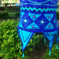 Lanternes en coton pliables de style hippie indien, décorations de tente d'extérieur, cadre en fer, glands, décoration intérieure, éclairage domestique, ampoule