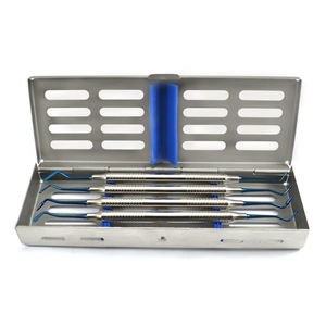 Juego de 4 instrumentos de llenado compuesto dental manual con punta azul Cassette de acero inoxidable Equipo de limpieza y llenado de dientes - Product Image 1