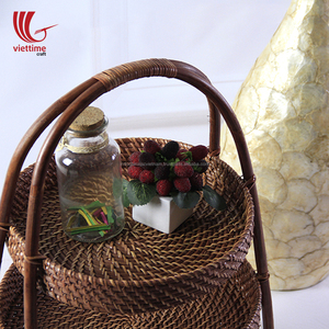 3 Tiers Rattan Shelf / Durable Rattan Rack for Home <b>Holder</b> - Product Image 3