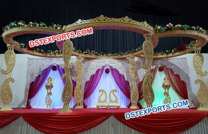 Boda India Cisne de madera Mandap Matrimonio hindú Mandaps Última boda Seis pilares Cisne Madera Mandap Set Venta de fábrica DST Reino Unido - Product Image 4