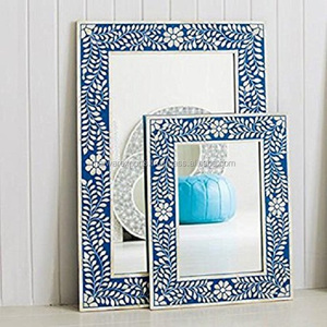 Cadre de miroir en bois massif traditionnel indien avec incrustations d'os, pour la maison, le salon, la salle de bain, l'hôtel, l'école, meubles contemporains polyvalents - Product Image 5