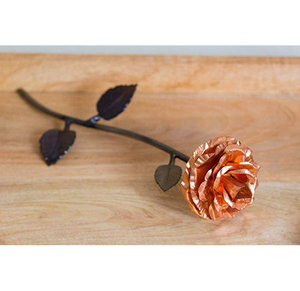 Glamour rosa fiore d'oro immerso con foglie di metallo supporto vero e lungo stelo eternità rosa fiore migliore per la sua mamma moglie - Product Image 3