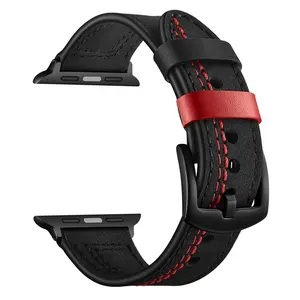 Newest Stainless Metal Buckle Crazy Horze Calf Leather Strap For Apple Watch 42mm 38mm 40mm 44mm 41mm 45mm