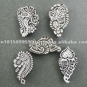 บล็อกไม้พิมพ์ลายผสมการออกแบบดอกไม้แกะสลักบล็อกไม้สิ่งทอที่ทำจากไม้ - Product Image 4