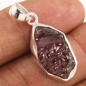 New Natural GARNET Rough Gemstone 925 Sterling Silver Jewelry Wonderful Pendant