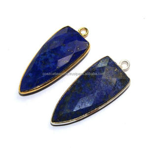 925 plata esterlina niños punta de flecha bisel conector lapislázuli piedra preciosa oro plateado fiesta joyería encanto colgantes - Product Image 1