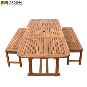 Ardena Table à manger d'extérieur minimaliste en bois de teck durable et banc de jardin avec endurance pour patio hôtel parc barbecue fête - Product Image 3