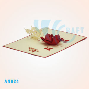 Papillon et fleur papier fait main 3d pop up carte de voeux papier artisanat 3d carte de fleur avec note carte de voeux Top Trending - Product Image 4
