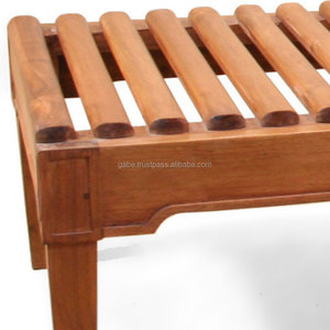 Chaise longue d'extérieur en teck massif, faite à la main, pliable, couleur naturelle moderne - Product Image 4