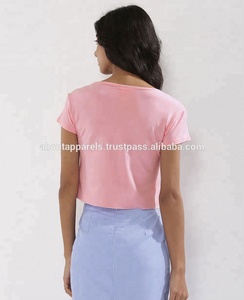 Nouvelle mode à la mode en vrac col rond sweats dentelle Patchwork femmes plaine respirant haut court en gros - Product Image 3