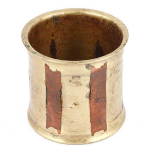 Handmade Brown Brass Striped Panchamrita Cup Holy <b>Water</b> <b>Container</b> - Product Image 1