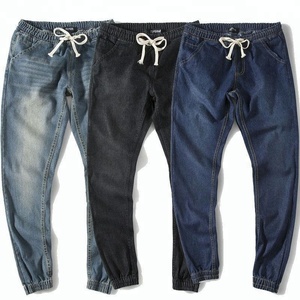 De los hombres de la moda de lavado vaqueros Biker ajustados con destruido deshilachado Slim Fit pantalones de mezclilla - Product Image 1