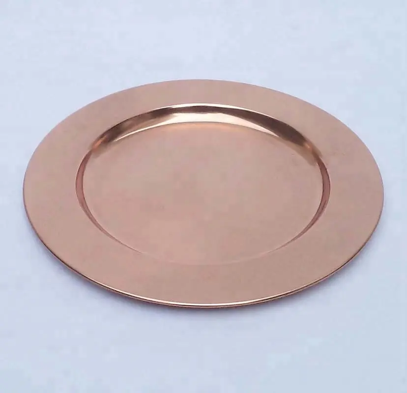 Wholesale Stainless Steel Chargers Gold Storage Round Tray Serving Dishes Plates For Wedding Decorative