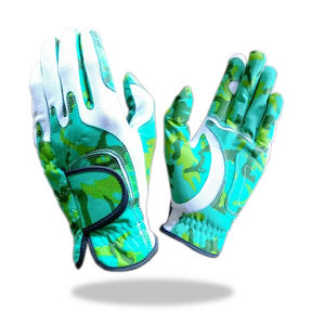 Golf <b>Glove</b> Full <b>Leather</b> Combined with Mesh Color Army <b>Green</b> Style - Product Image 1