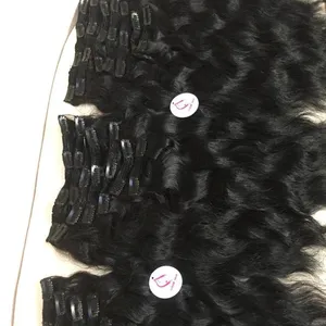 Cheap Double Weft Clip In Wavy Human Hair Extensions Real Natural Hair