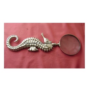 Lupa de lectura con mango de madera metálica, lupa de mano de alta gama, de bronce, 10x - Product Image 4