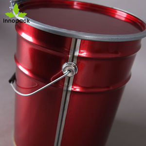 Seau à peinture à couvercle rond en métal rouge de 25 litres avec verrouillage à levier Utilisation alimentaire et emballage Matériau en étain Capacité de 10 litres - Product Image 4