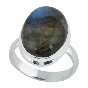 Anillo de piedras preciosas de labradorita ovalada, joyería Unisex de Plata de Ley 925, ajuste de bisel Chapado en plata de moda para bodas y fiestas - Product Image 2