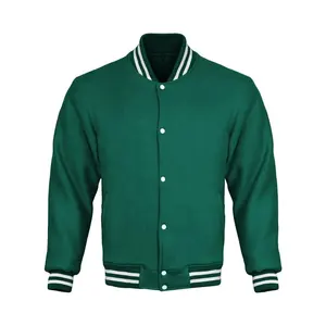 Chaqueta de bombardero de béisbol de calidad superior hecha a medida para hombre, Unisex, Varsity Letterman, Mangas de cuero, piel, lana, cuerpo, informal, Invierno - Product Image 1