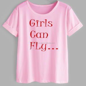 เสื้อยืดสีชมพูสำหรับผู้หญิงแขนสั้นพิมพ์ลายผ้ารีไซเคิล - Product Image 1