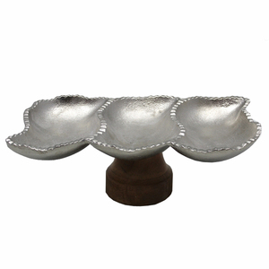 Plat de service en métal, plat de service en aluminium nickelé rugueux pour la cuisine et la table, vaisselle - Product Image 1