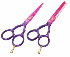 Forbici professionali per tagliare i capelli forbici per la bellezza dei capelli rosa e blu forbici da barbiere per sfoltire i parrucchieri Set da 5.5 pollici Barber She