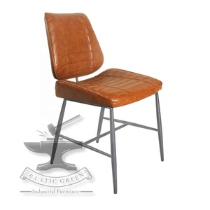 Chaise de bureau en cuir véritable Fer Meuble de restaurant polyvalent pour cuisine ferme extérieur salon ou appartement - Product Image 1