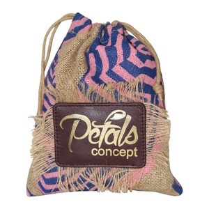 Tùy Chỉnh Thiết Kế Hessian Vải Đay Dây Kéo Túi Da Chính Hãng Vá Món Quà Cưới Bao Bì Phong Cách Thời Trang Mua Sắm Túi - Product Image 1