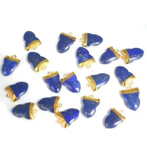 <b>Lapis</b> <b>Lazuli</b> 18 to 20 MM With Bail Shark Tooth Shape Gold Plated <b>Pendant</b> - Product Image 4