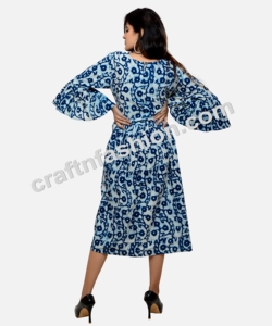 Estilo bohemio Verano Maternidad Moda Algodón Indigo Tallas grandes Paraguas Manga Estampado floral Ecológico Lavable Ajuste Suelto - Product Image 6