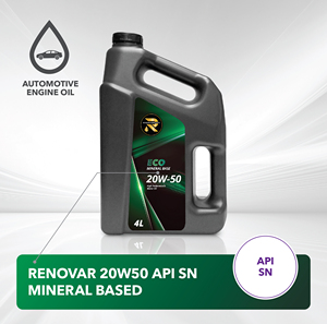 RENOVAR 20W50 API SN <b>SYNTHETIC</b> BLEND ENGINE <b>OIL</b> - Product Image 2