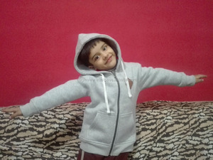 Automne vente enfants pull à capuche avec fermeture éclair pull chemise 100% coton doublé et teint uni pour l'hiver - Product Image 4