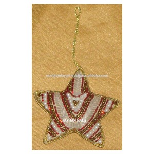 Indian Christmas <b>Tree</b> Ornament, Zari Hand Embroidery - Product Image 1