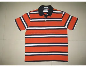 Engineer Stripe polo T-shirt stone washed blank t-shirts 100% ring spun cotton polo collar t shirt custom design polo T shirt