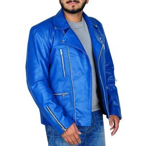 Veste en cuir bleu pour homme, Design personnalisé, bon marché, vente en gros, - Product Image 1