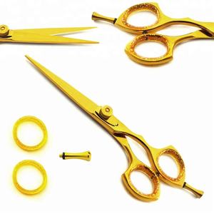 Tijeras Profesionales de Peluquería Japonesas J2 de Acero Inoxidable de 6 Pulgadas con Hoja Recta Chapada en Oro Sólido y Logotipo Personalizado - Product Image 3