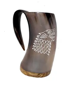 Taza de cuerno de beber Vikingo, jarra de 20 Oz para cerveza Mead Medieval inspirada, vajilla segura de comida, artesanía de calidad - Product Image 1