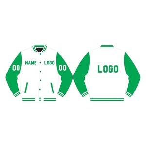 Conception personnalisée Unisexe Veste/Polaire Letterman Veste Verte À Manches - Product Image 3