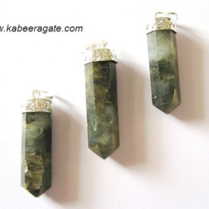 จี้ทรงดินสอลาบราดอไรต์ชุบเงินสำหรับทั้งชายและหญิงอัญมณีโลหะมีรูปแบบตัวเลขเครื่องประดับแฟชั่นขายส่ง - Product Image 1