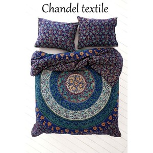 Boho Ethnic Art Coton Mandala Imprimé Motif Couette Literie de Qualité avec 2 Taies d'Oreiller Assorties Drap Plat pour Usage Domestique - Product Image 1