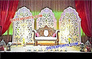 Beau cadre mural arrière en fibre autoportant doré panneaux de toile de fond de fleurs de mariage musulman décorations de mariage élégantes - Product Image 6