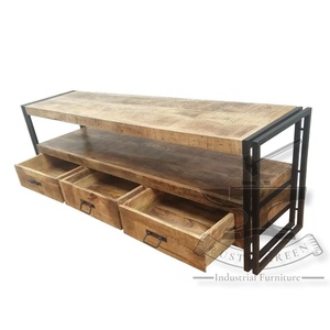 Vintage Industrial de hierro y de Tv de madera con cajones de almacenamiento - Product Image 5