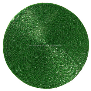Manteles Individuales con Cuentas de Color Verde, Hechos a Mano |   Mantel Redondo Decorativo para Mesa de Comedor, para Hogar, Cocina, Bodas y Fiestas - Product Image 1