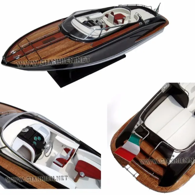 WOODEN RIVA RAMA 44 - WOODEN SPEED BOAT - HIGH QUALITY WOOD SHIP MODEL - HANDICRAFT MODEL FOR NAUTICAL DECOR