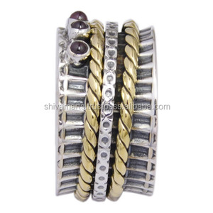925 argent Sterling belle améthyste large martelé Spinner bande éternité Vermeil bague pour la mode bijoux en ligne - Product Image 2