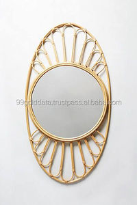 Miroirs personnalisés en osier et rotin, faits à la main, cadre en rotin () - Product Image 4