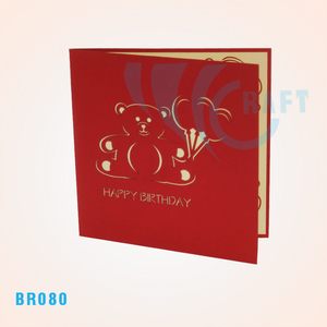 Tarjeta emergente de felicitación de oso B'Day 3D hecha a mano, recuerdo de Vietnam de tendencia superior personalizado hecho de papel por Viet-craft - Product Image 2