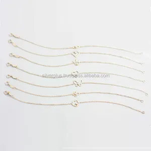 Natural Diamond Solid 14k Yellow Gold Chain butterfly Bracelets, Bangles Wholesale Jewelry