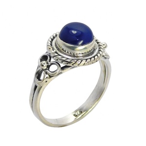Vente chaude 925 Argent Éternité Vermeil Anneau Naturel Lapis Lazuli Pierre Précieuse Forme Bijoux Personnalisés De Confiance Mariages Fêtes - Product Image 1